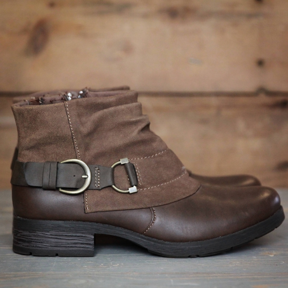 Earth Origins Nessa Brown Buckle Strap Ankle Boots
